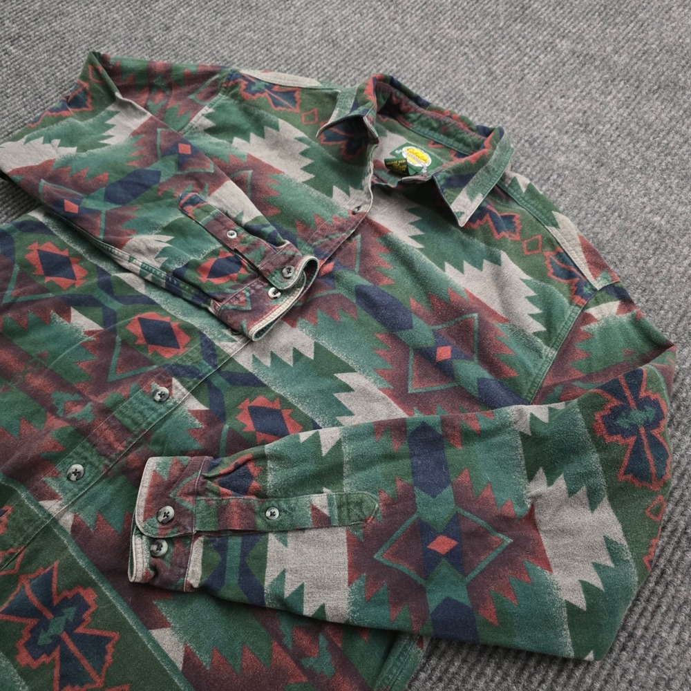 Cabela's Womens XL Southwestern Aztec Flannel Shirt Western Gorpcore Outdoors